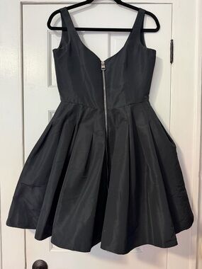 Alexander McQueen Black Fit-and-Flare Zip Front Dress